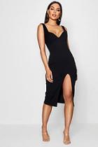 Boohoo Joanie Structured Bust Split Detail Midi Dress