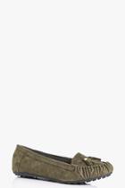 Boohoo Beatrice Moccasin Ballet Khaki