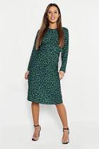 Boohoo Petite Woven Print Plunge Knot Front Dress