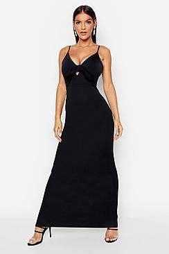 Boohoo Tie Front Crepe Maxi Dress