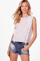 Boohoo Laura Crystal Embellished Woven Top