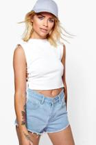 Boohoo Evie Lace Up Side Sleeveless Sweat White
