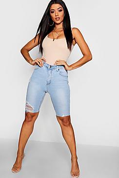 Boohoo Stretch Denim Cycling Shorts