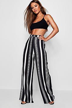 Boohoo Petite Dayna Stripe Woven Wide Leg Trouser