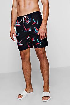 Boohoo Origami Print Swim Shorts