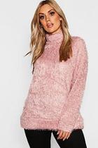 Boohoo Plus High Neck Fluffy Knit Sweater