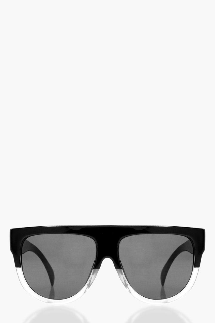 Boohoo Leah Flat Frame Contrast Sunglasses Black