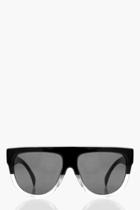Boohoo Leah Flat Frame Contrast Sunglasses Black