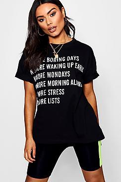Boohoo Olivia No More Slogan Oversized Tee