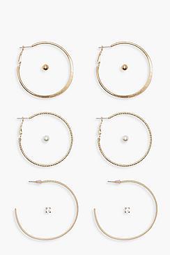 Boohoo Eva Stud And Hoops 6 Pair Earring Pack