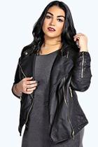 Boohoo Plus Eliza Quilted Faux Leather Biker Jacket