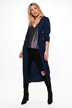 Boohoo Alana Double Breasted Military Duster
