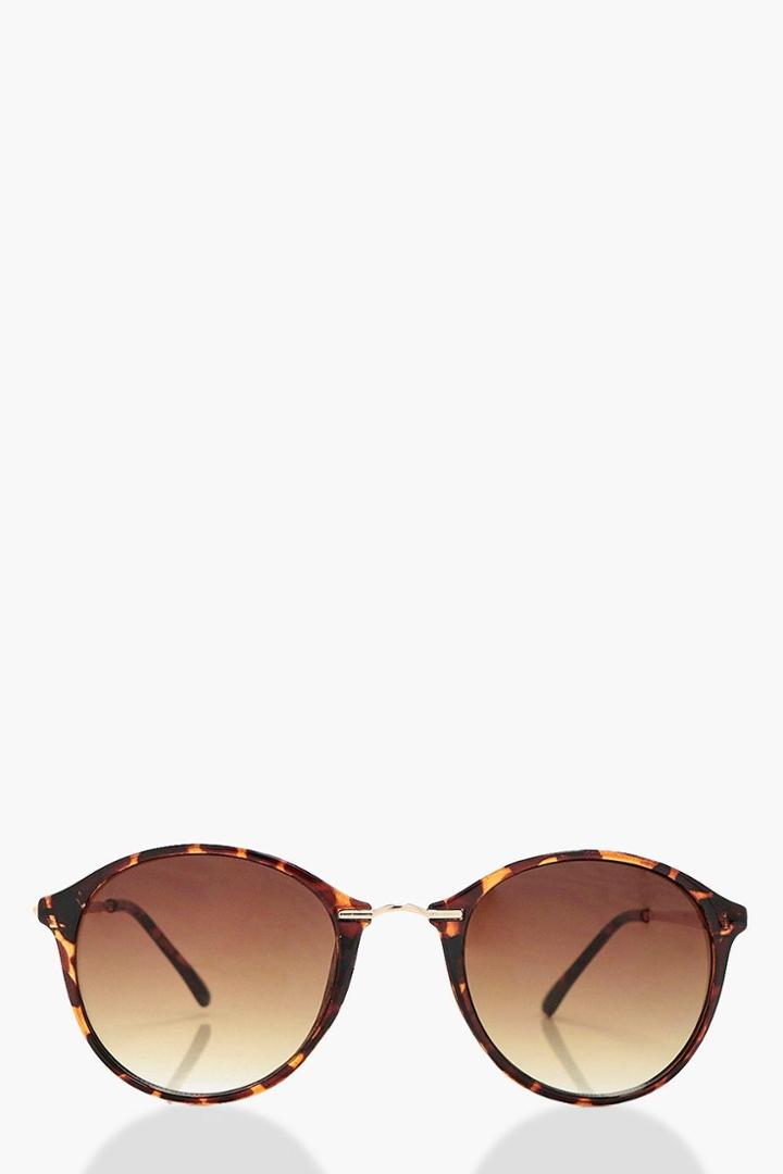 Boohoo Bethany Large Round Sunglasses Brown