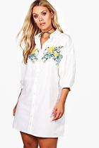 Boohoo Plus Lottie Embroidered Shirt Dress