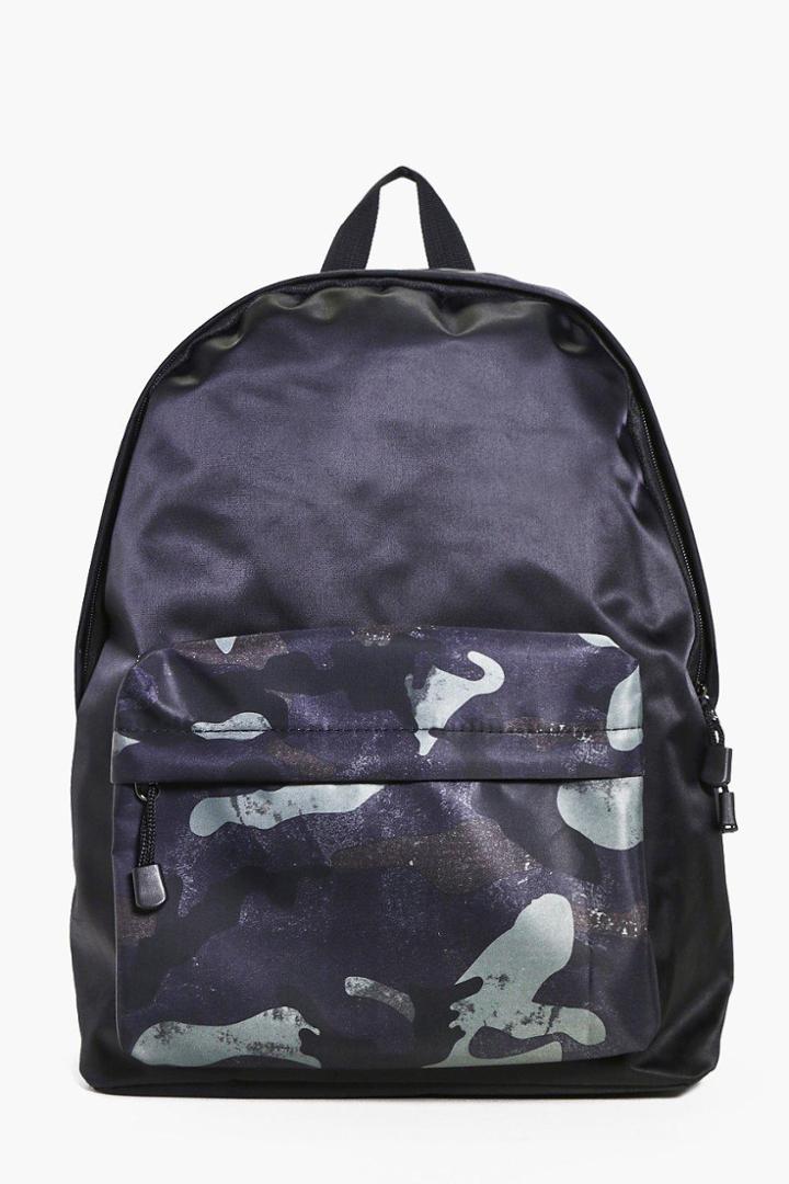 Boohoo Camo Front Colour Blocked Back Pack Khaki
