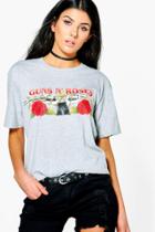 Boohoo Sarah Guns 'n' Roses Band T-shirt Grey