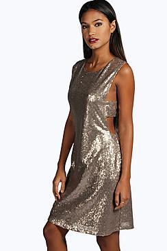 Boohoo Clara Sequin Tabard Shift Dress