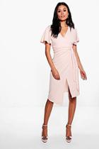 Boohoo Tie Wrap Midi Dress