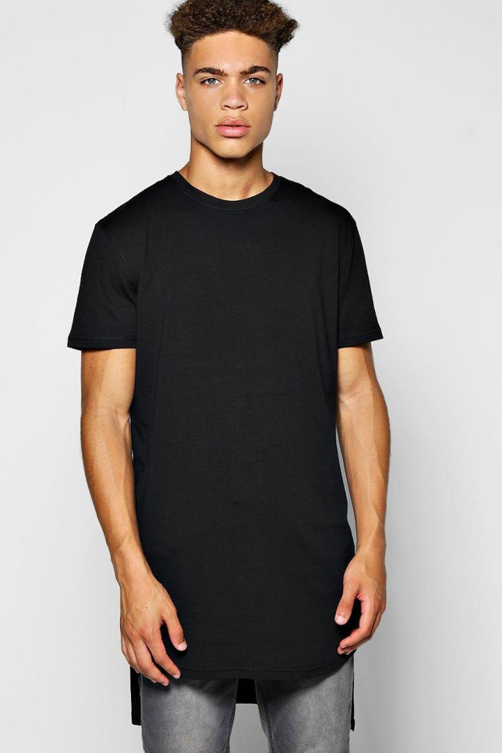Boohoo Longline Hi-lo Step Hem T Shirt Black