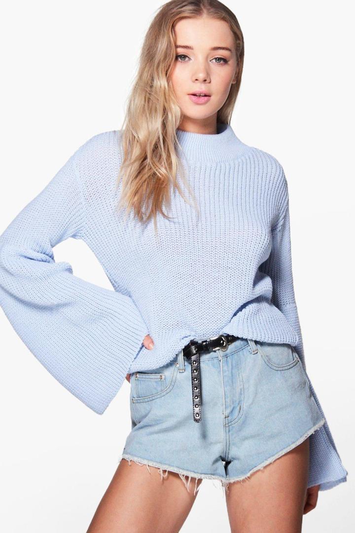 Boohoo Phoebe Wide Sleeve Jumper Blue