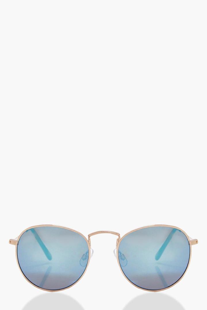 Boohoo India Retro Small Lens Aviator Sunglasses Blue