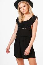Boohoo Katie Coin Trim Strappy Playsuit Black