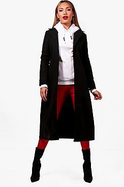 Boohoo Cassie Belted Wool Look Coat
