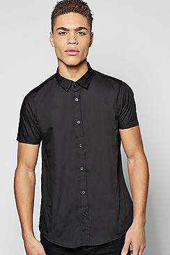 Boohoo Poly Cotton Short Sleeve Shirt