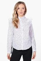 Boohoo Cara Stripe Floral Ruffle Shirt