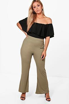 Boohoo Plus Tamsin Rib Wide Leg Trouser