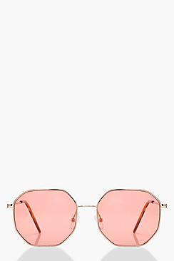 Boohoo India Coloured Lens Hexagon Sunglasses