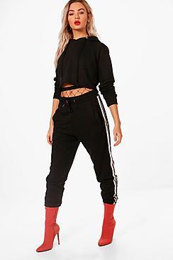 Boohoo Charlotte Contrast Tape Hoodie Tracksuit