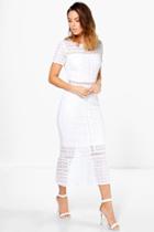 Boohoo Boutique Odette Crochet Midi Dress White