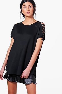 Boohoo Lauren Slash Sleeve Knitted Top