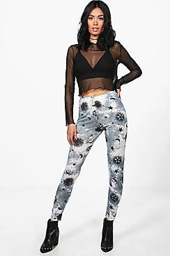 Boohoo Serene Festival Moon & Star Leggings