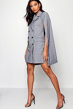Boohoo Sophie Check Double Breasted Blazer Dress
