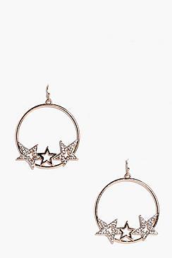 Boohoo Emma Diamante Star Hoop Earrings
