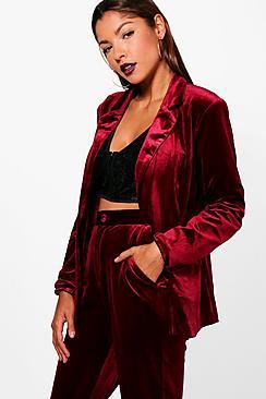 Boohoo Tiffany Premium Velvet Suit Blazer