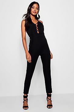 Boohoo Natasha Contrast Cross Front Jumpsuit