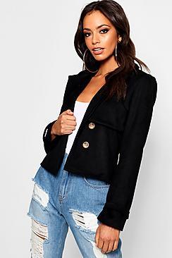 Boohoo Mock Horn Button Suede Trucker Jacket