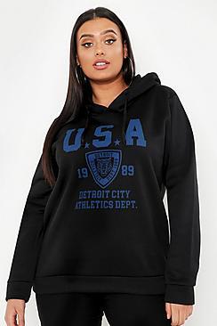 Boohoo Plus Usa Hooded Sweat