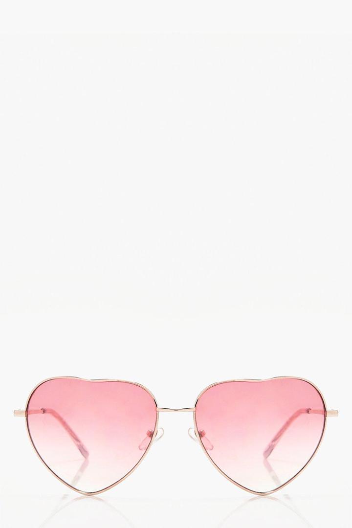 Boohoo Ellie Heart Pink Lens Sunglasses Pink