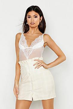 Boohoo Checked Button Through Detail Skirt