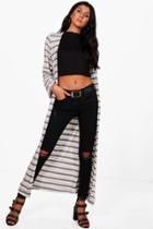 Boohoo Caroline Striped Jersey Maxi Jacket Multi