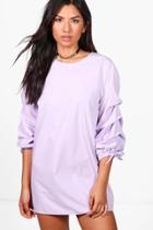 Boohoo Penny Gathered Balloon Sleeve Shift Dress Lilac