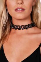 Boohoo Mya Chunky Chain And Gems Choker Pewter