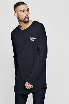 Boohoo Long Sleeve Man Signature Jumper With Curve Hem