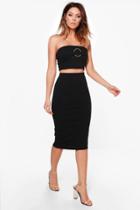 Boohoo Olivia O Ring Bandeau & Midi Skirt Co-ord Black