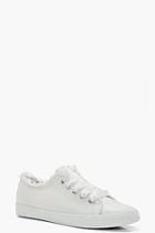 Boohoo Jessica Satin Ribbon Lace Frayed Pump