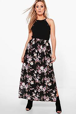Boohoo Plus Penny Floral Maxi Skirt